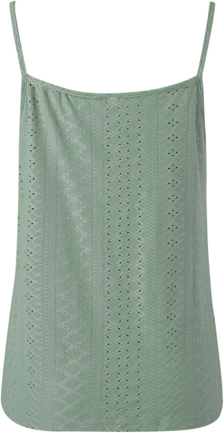 Sexy Lace Trim Tank Tops for Women Summer Chain Spaghetti Strap V Neck Shirts Fashion Hollow Out Sleeveless Camisole