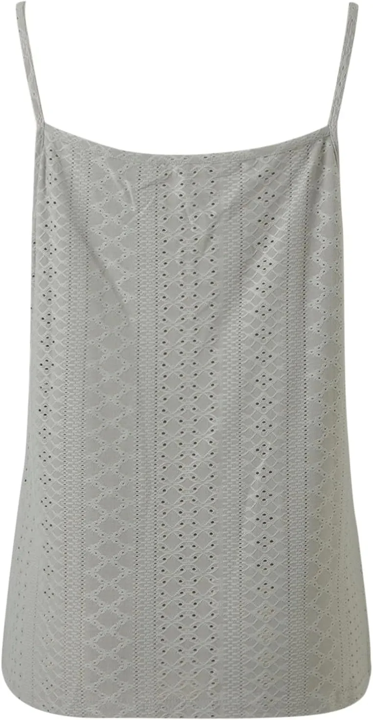 Sexy Lace Trim Tank Tops for Women Summer Chain Spaghetti Strap V Neck Shirts Fashion Hollow Out Sleeveless Camisole