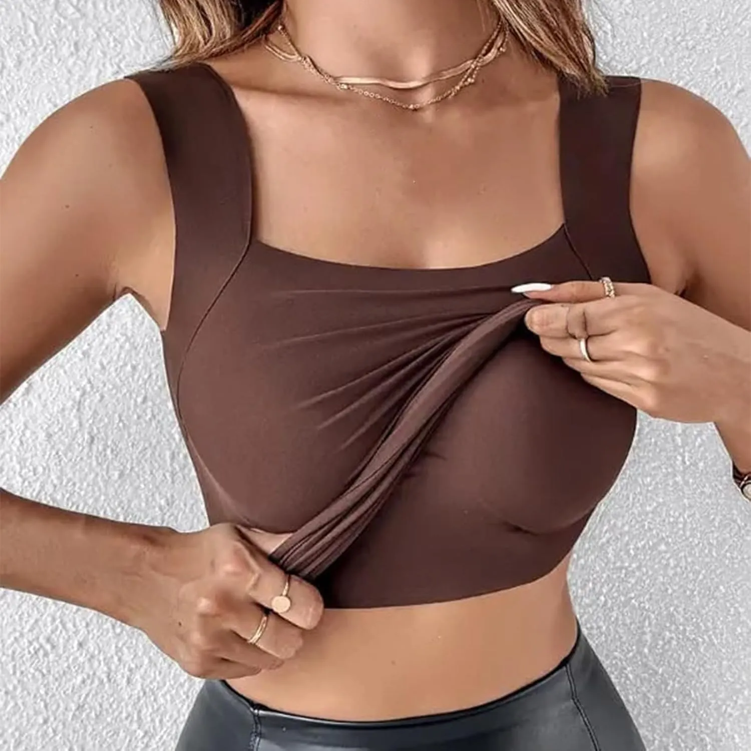 Shamfreshen U Neck Shapewear Built-in Bra Tank, Camisole Tops for Women Built in Bra, Tummy Control Tank Tops