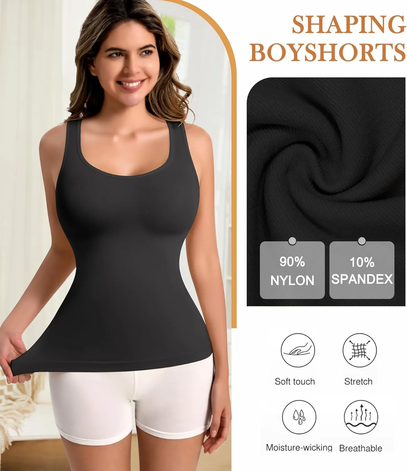 Shapewear Tank Tops for Women Tummy Control Camisole Compression Tanks Top Seamless Cami Slimming Body Shaper