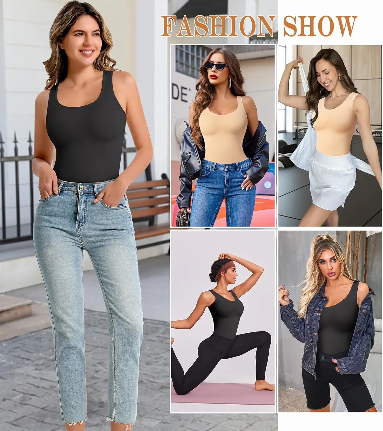 Shapewear Tank Tops for Women Tummy Control Camisole Compression Tanks Top Seamless Cami Slimming Body Shaper