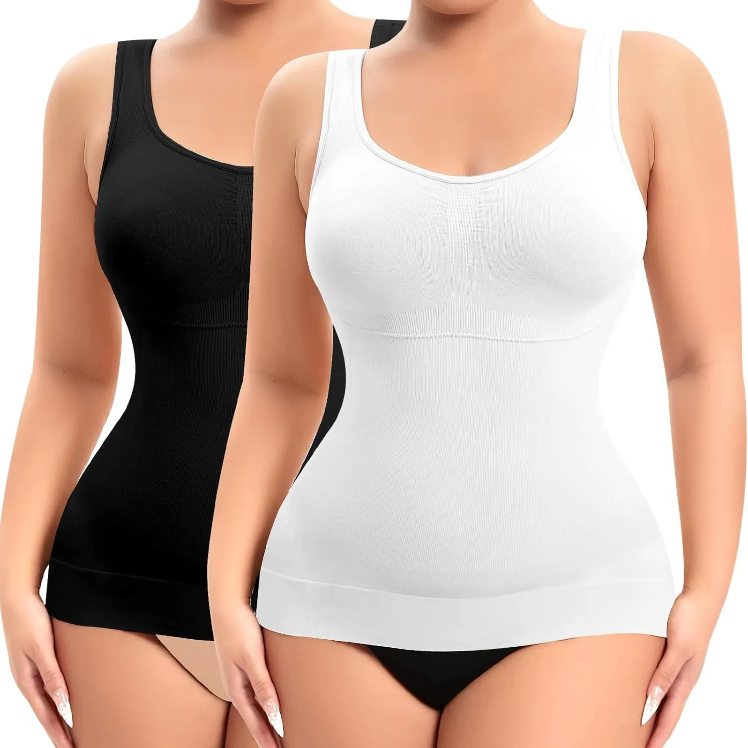 Shapewear Tank Tops for Women with Built in Bra Tummy Control Compression Camisoles Body Shaper Padded Tanks