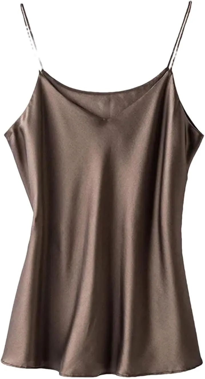 Silk Camisole for Women Silk Bandeau Top Sexy V-Neck Tanks and Camis
