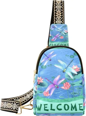 Small Sling Bag Waist Packs Leather Crossbody Packs Chest Bag Beautiful Butterfly for Women Travel Belt Purse