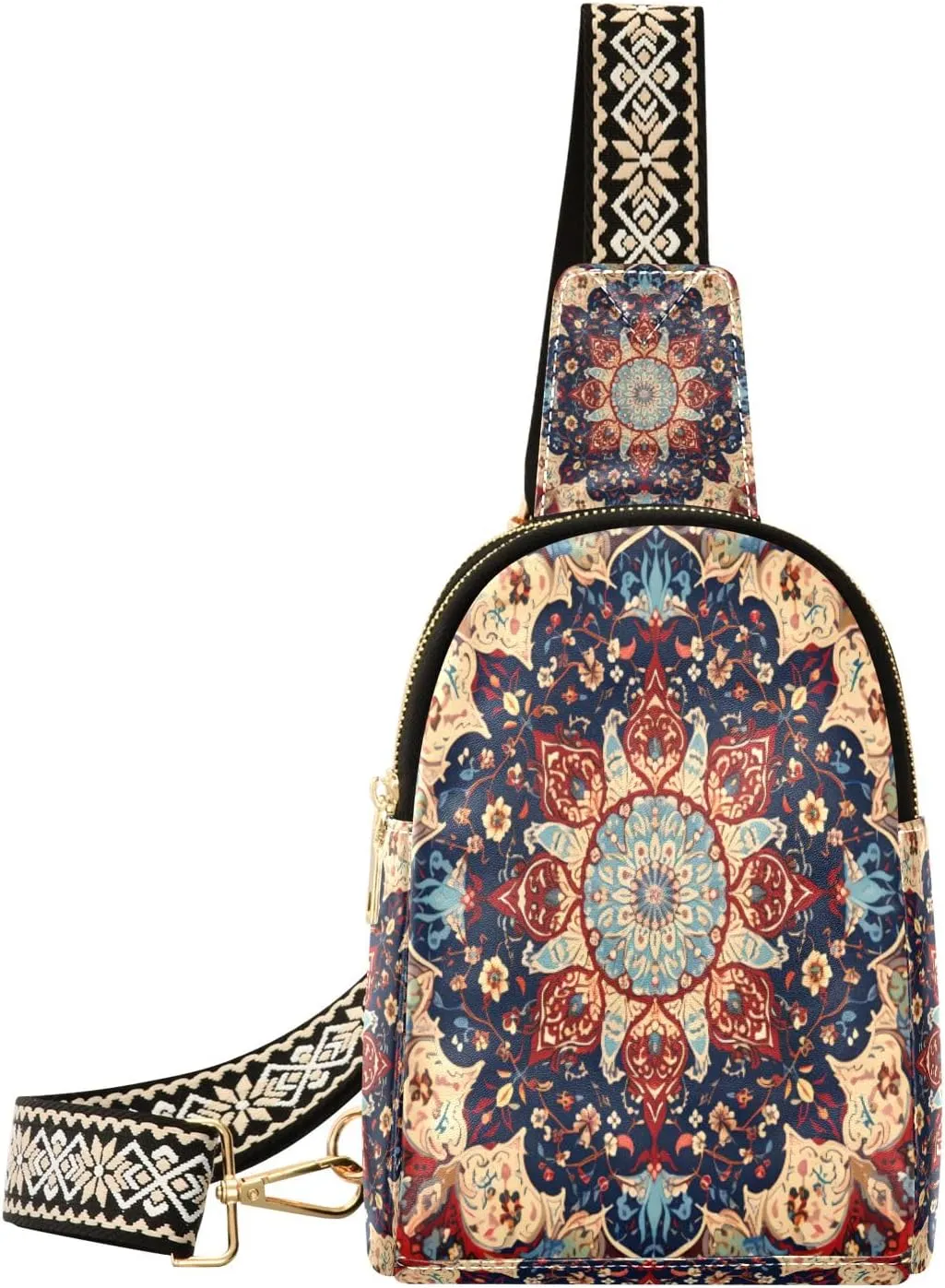 Small Sling Bag Waist Packs Leather Crossbody Packs Chest Bag Colorful Bohemia for Women Travel Belt Purse