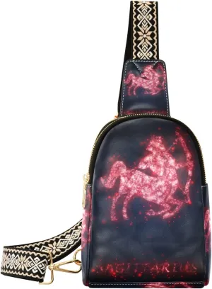Small Sling Bag Waist Packs Leather Crossbody Packs Chest Bag Sagittarius for Women Travel Belt Purse
