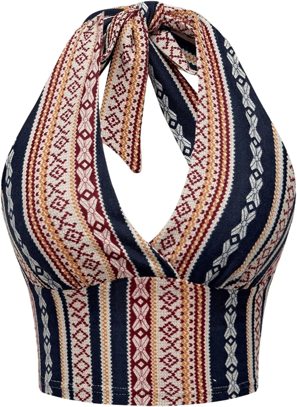 SOLY HUX Women's Boho Summer Halter Crop Tops Sleeveless Backless Tank Top Casual Sexy Going Out Tops