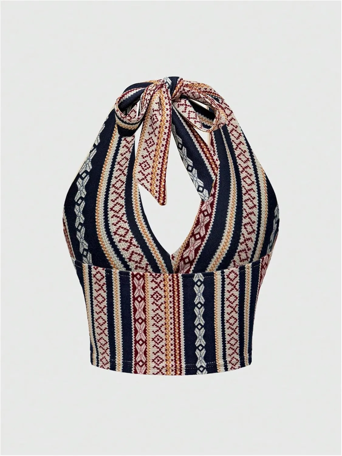 SOLY HUX Women's Boho Summer Halter Crop Tops Sleeveless Backless Tank Top Casual Sexy Going Out Tops