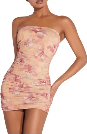 SOLY HUX Women's Floral Tube Dress Summer Strapless Bodycon Mini Dress Party Clubwear