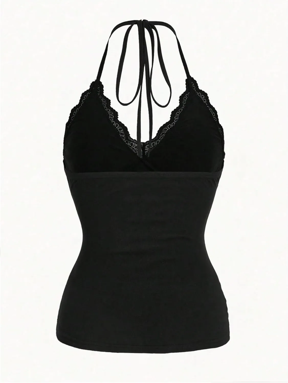 SOLY HUX Women's Plus Size Tops Lace Trim Halter V Neck Ruched Summer Cami Tops