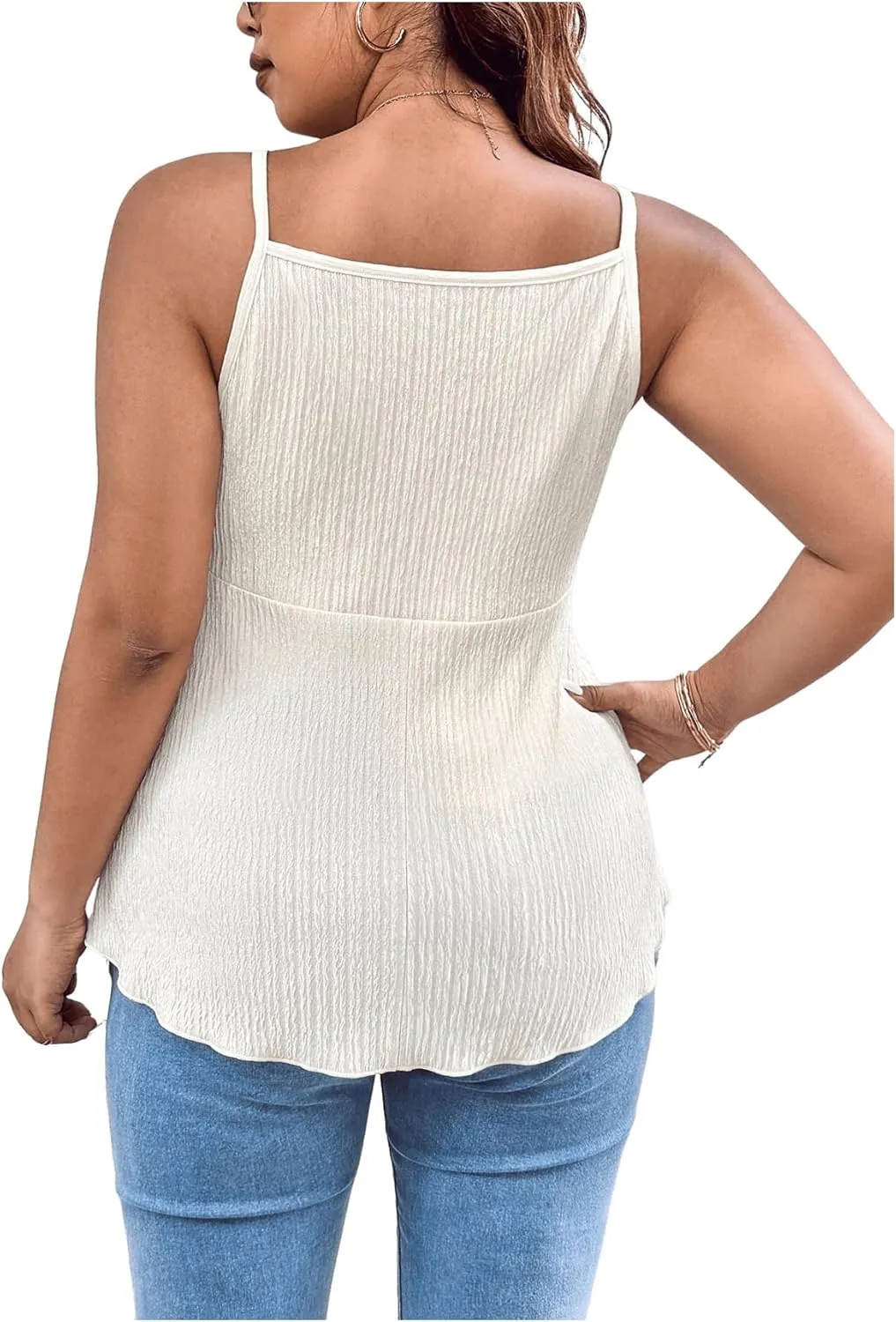 SOLY HUX Women's Plus Size Tops Summer Sexy Going Out Tops V Neck Sleeveless Twist Front Asymmetrical Cami Top