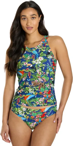 Sporti Women High Neck Tankini Tops - Bathing Suit Tops for Women - Athletic Tank Top Swimsuits with Shelf Bra Support