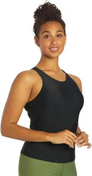 Sporti Women High Neck Tankini Tops - Bathing Suit Tops for Women - Athletic Tank Top Swimsuits with Shelf Bra Support