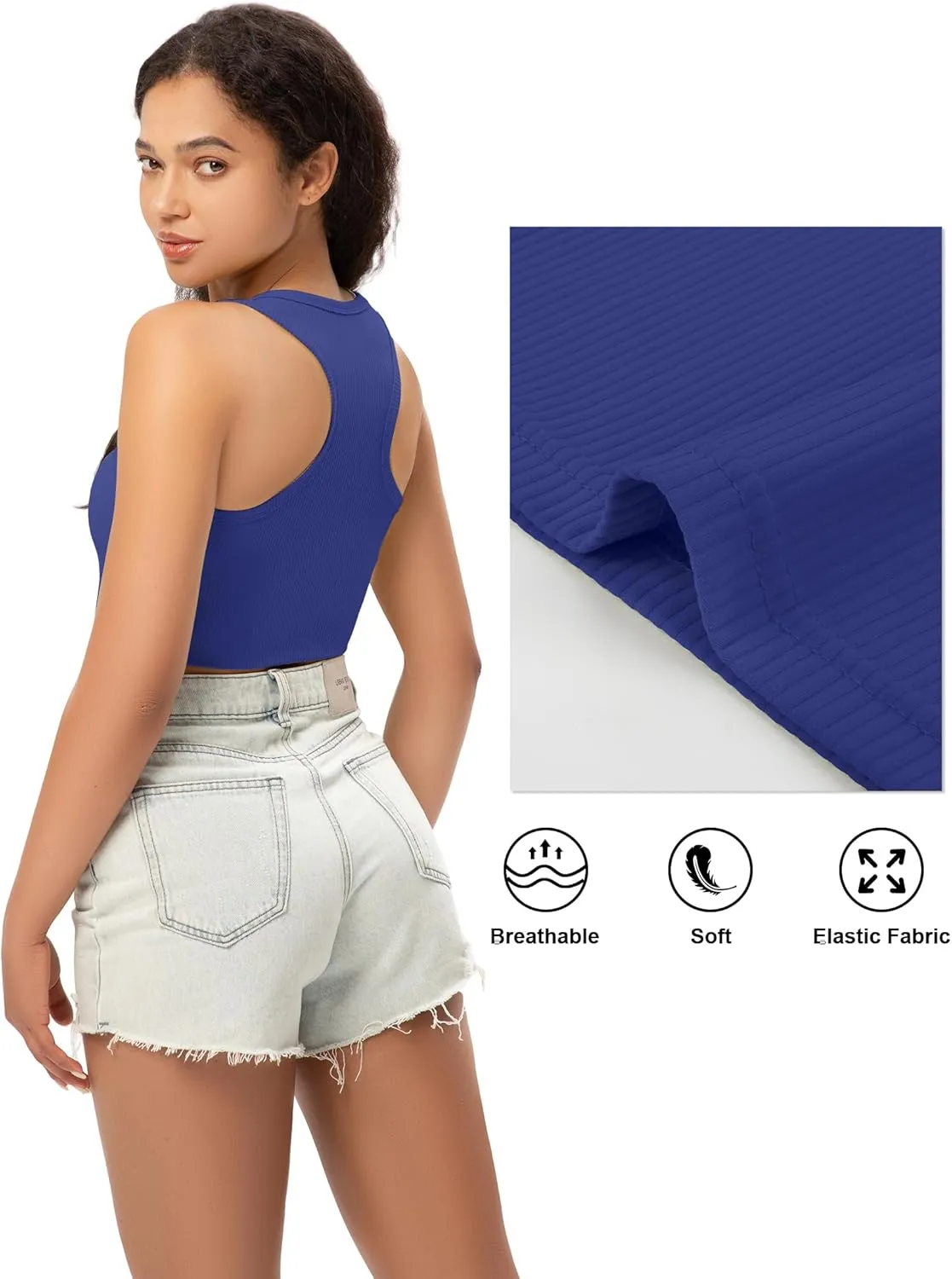 Sports Crop Tank Tops for Women Cropped Workout Tops Racerback Running Yoga Tanks Cotton Sleeveless Gym Shirts