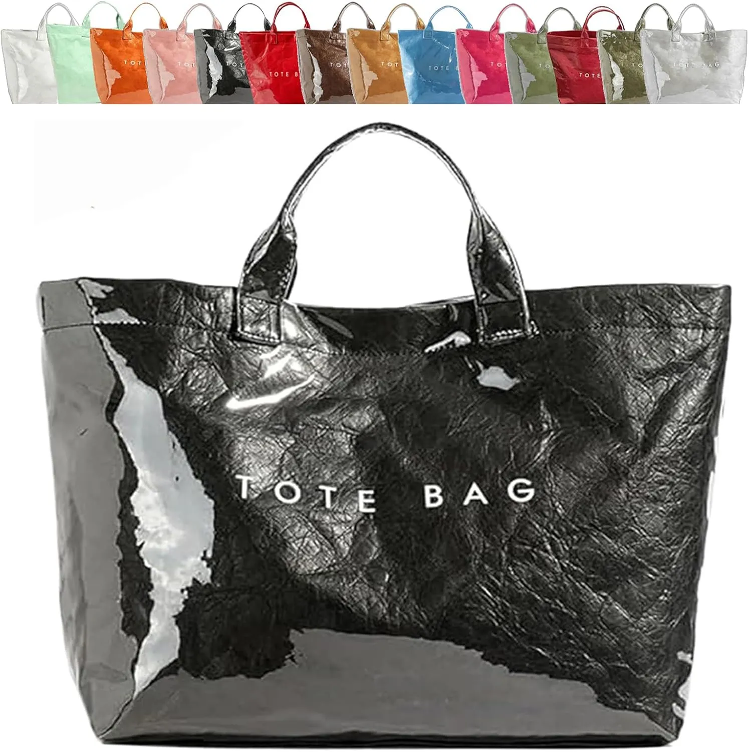 Stellaya Tote Bag,Stellaya Womens Letters Print Tote Bag, PVC Waterproof Kraft Paper Handbags, Perfect for any Occasion