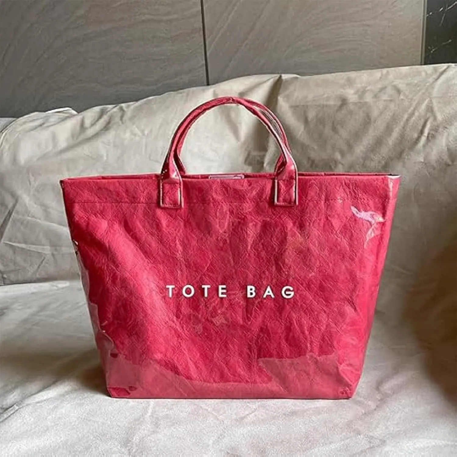 Stellaya Tote Bag,Stellaya Womens Letters Print Tote Bag, PVC Waterproof Kraft Paper Handbags, Perfect for any Occasion