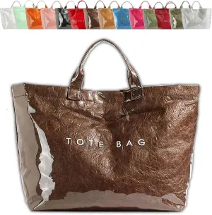 Stellaya Tote Bag,Stellaya Womens Letters Print Tote Bag, PVC Waterproof Kraft Paper Handbags, Perfect for any Occasion