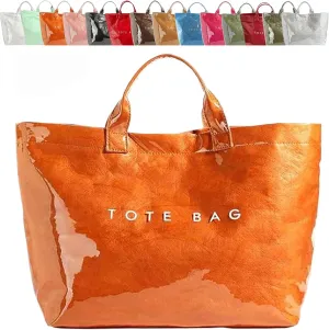 Stellaya Tote Bag,Stellaya Womens Letters Print Tote Bag, PVC Waterproof Kraft Paper Handbags, Perfect for any Occasion