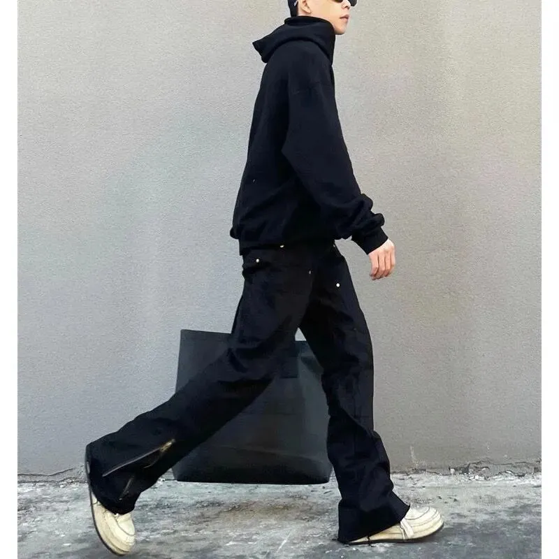 Streetwear Solid Ankle Zippers Loose Jeans