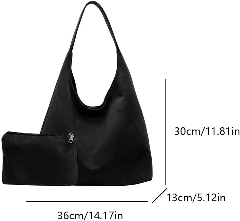 Suede Hobo Bag for Women Slouchy Purse Fashionable Office Tote Handbag Office Fall Purses Handbag With Clutch Purse