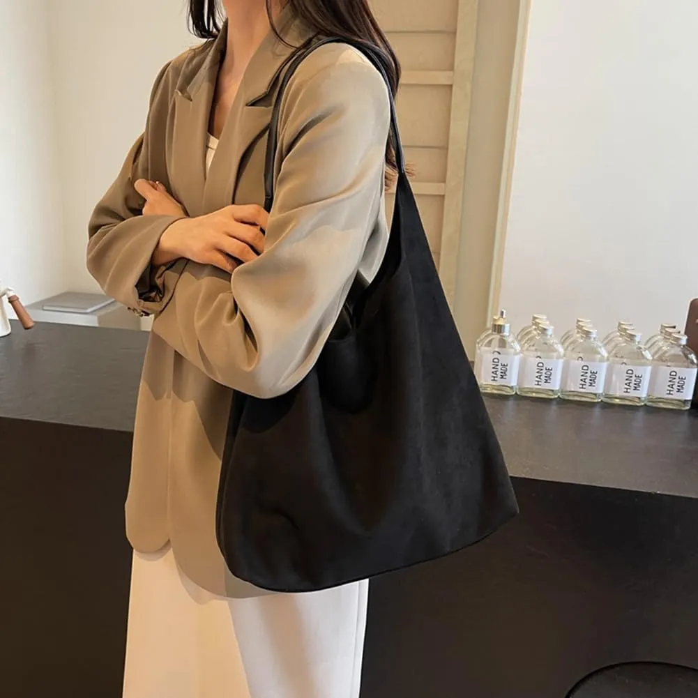 Suede Hobo Bag for Women Slouchy Purse Fashionable Office Tote Handbag Office Fall Purses Handbag With Clutch Purse