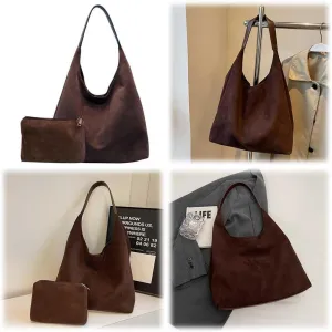 Suede Hobo Bag for Women Slouchy Purse Fashionable Office Tote Handbag Office Fall Purses Handbag With Clutch Purse