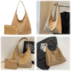 Suede Hobo Bag for Women Slouchy Purse Fashionable Office Tote Handbag Office Fall Purses Handbag With Clutch Purse