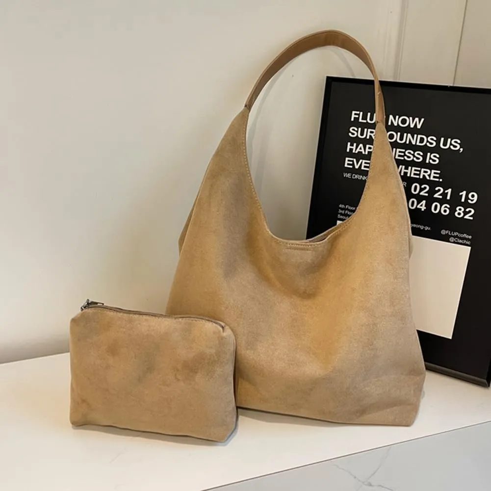 Suede Hobo Bag for Women Slouchy Purse Fashionable Office Tote Handbag Office Fall Purses Handbag With Clutch Purse