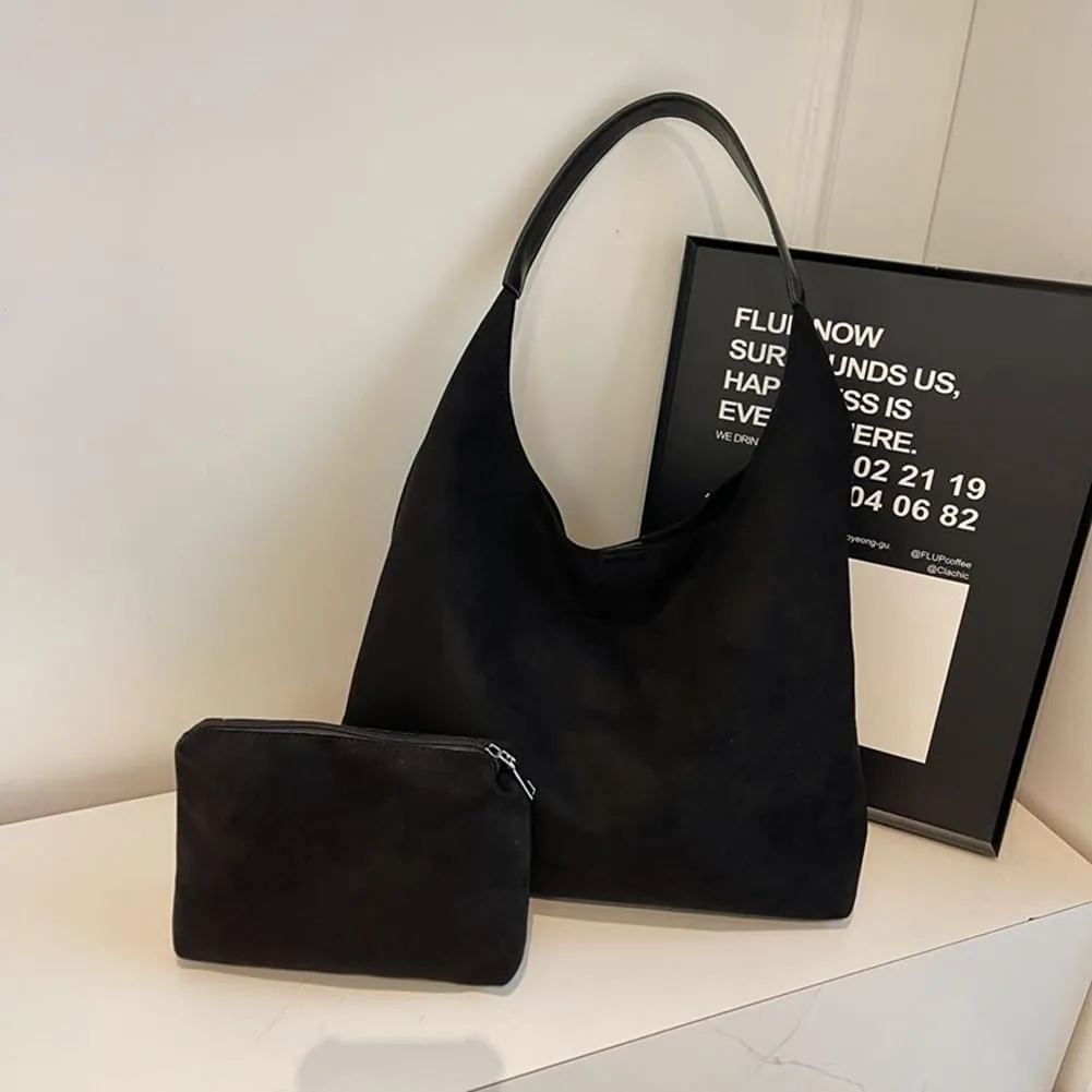 Suede Hobo Bag for Women Slouchy Purse Fashionable Office Tote Handbag Office Fall Purses Handbag With Clutch Purse