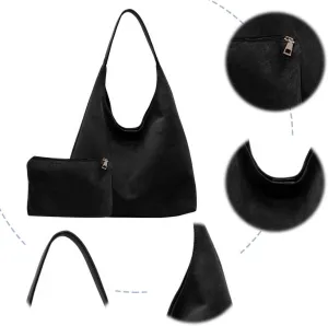Suede Hobo Bag for Women Slouchy Purse Fashionable Office Tote Handbag Office Fall Purses Handbag With Clutch Purse