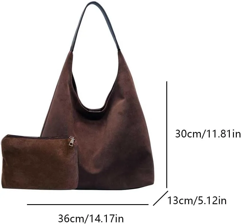Suede Hobo Bag for Women Slouchy Purse Fashionable Office Tote Handbag Office Fall Purses Handbag With Clutch Purse