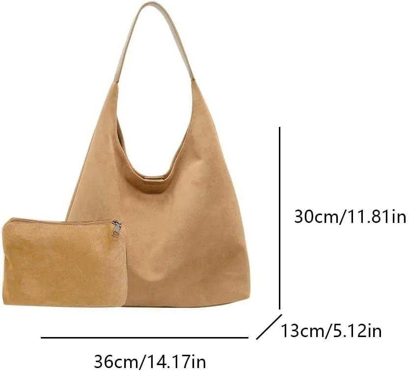 Suede Hobo Bag for Women Slouchy Purse Fashionable Office Tote Handbag Office Fall Purses Handbag With Clutch Purse