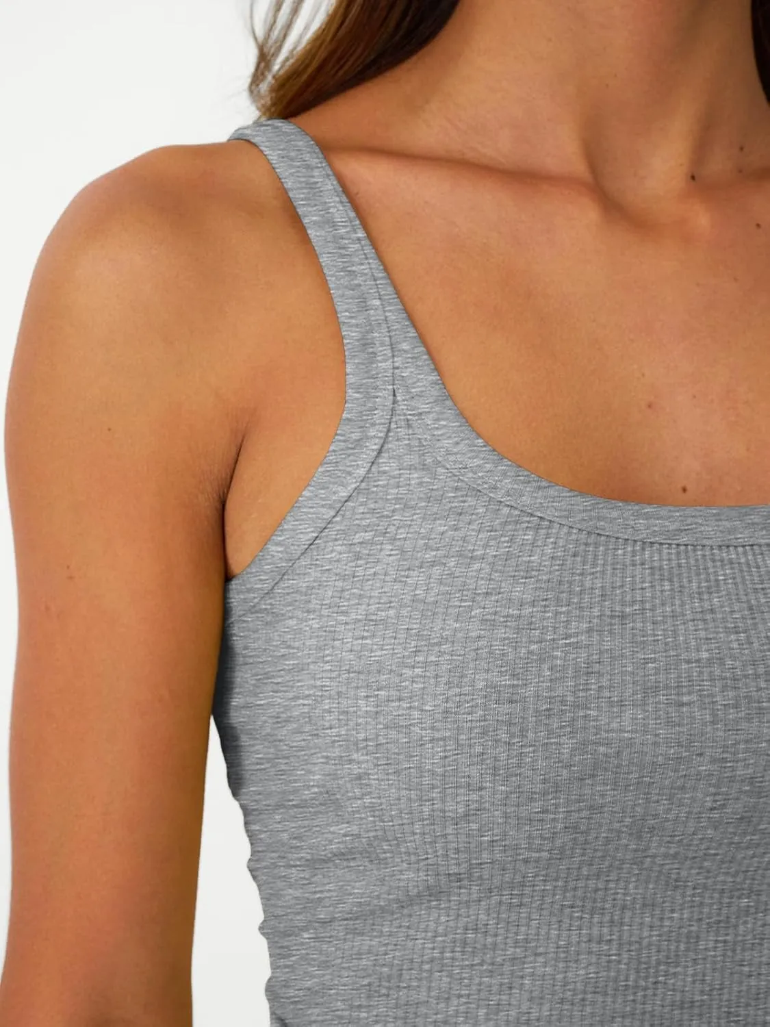SUNBS Tank Tops for Women Ribbed Spaghetti Strap Camisole Racerback Summer Workout Tops Trendy Clothes Going Out 2025 3Pack