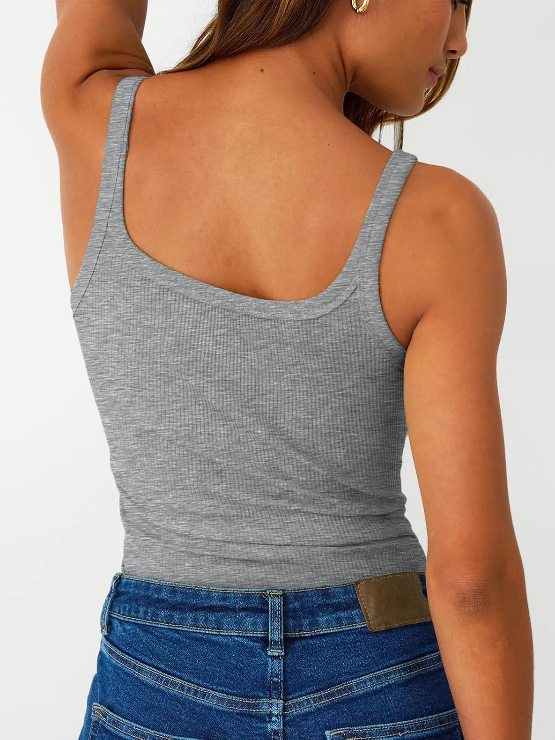 SUNBS Tank Tops for Women Ribbed Spaghetti Strap Camisole Racerback Summer Workout Tops Trendy Clothes Going Out 2025 3Pack