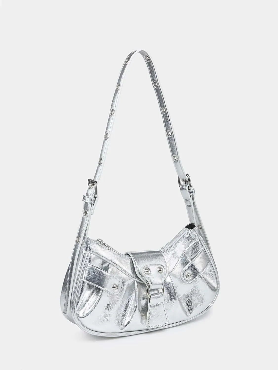 SweatyRocks Women's Buckle Leather Crocodile Embossed Zipper Handbag Shoulder Bag with Adjustable Strap