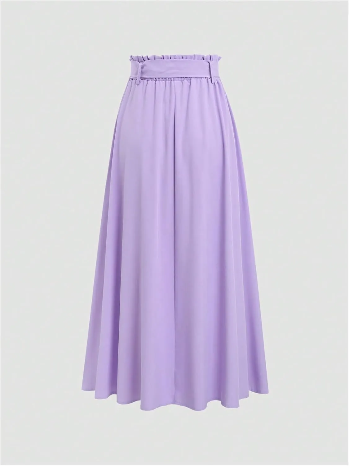 SweatyRocks Women's Paperbag High Waisted Pleated Skirts Elegant Straight Midi Skirt with Belt