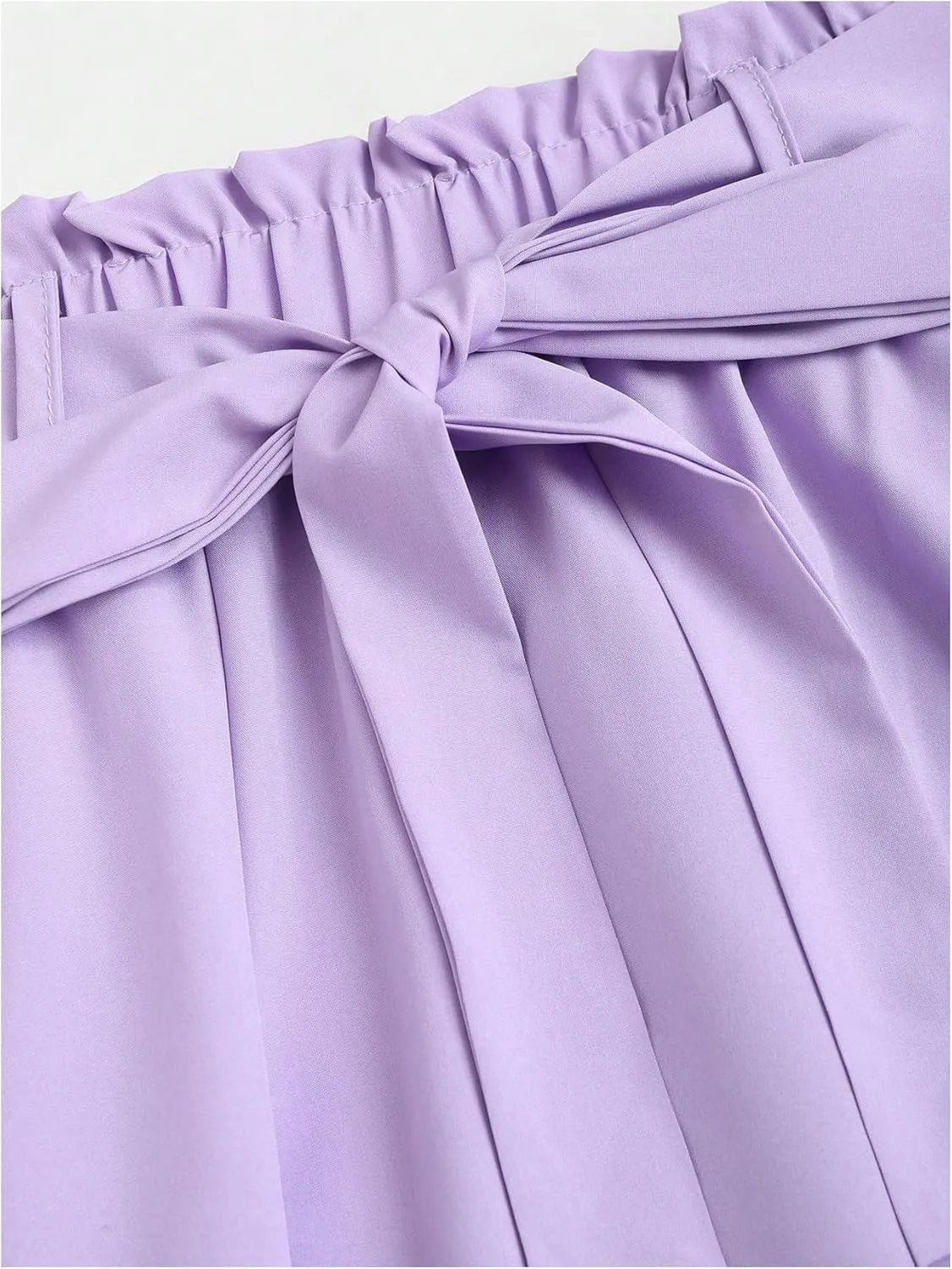SweatyRocks Women's Paperbag High Waisted Pleated Skirts Elegant Straight Midi Skirt with Belt