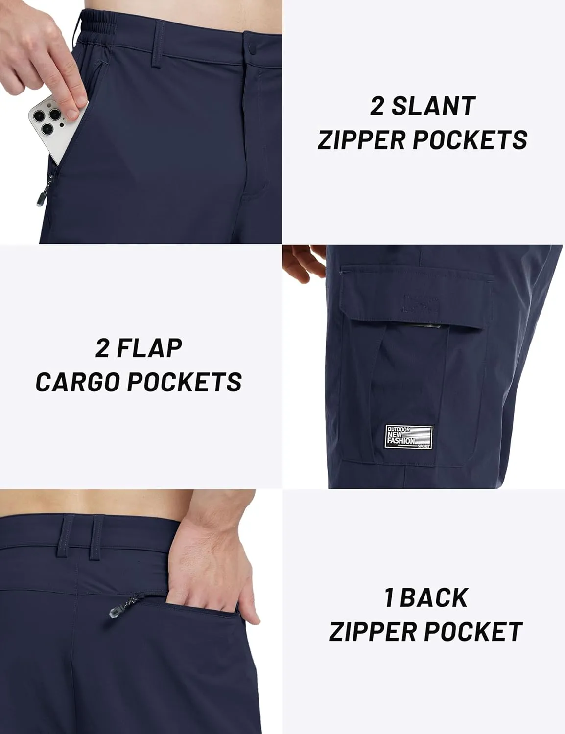 TACVASEN Men's Capri Pants Cargo Long Shorts Quick Dry Lightweight 3/4 Pants Below Knee Summer Hiking Work