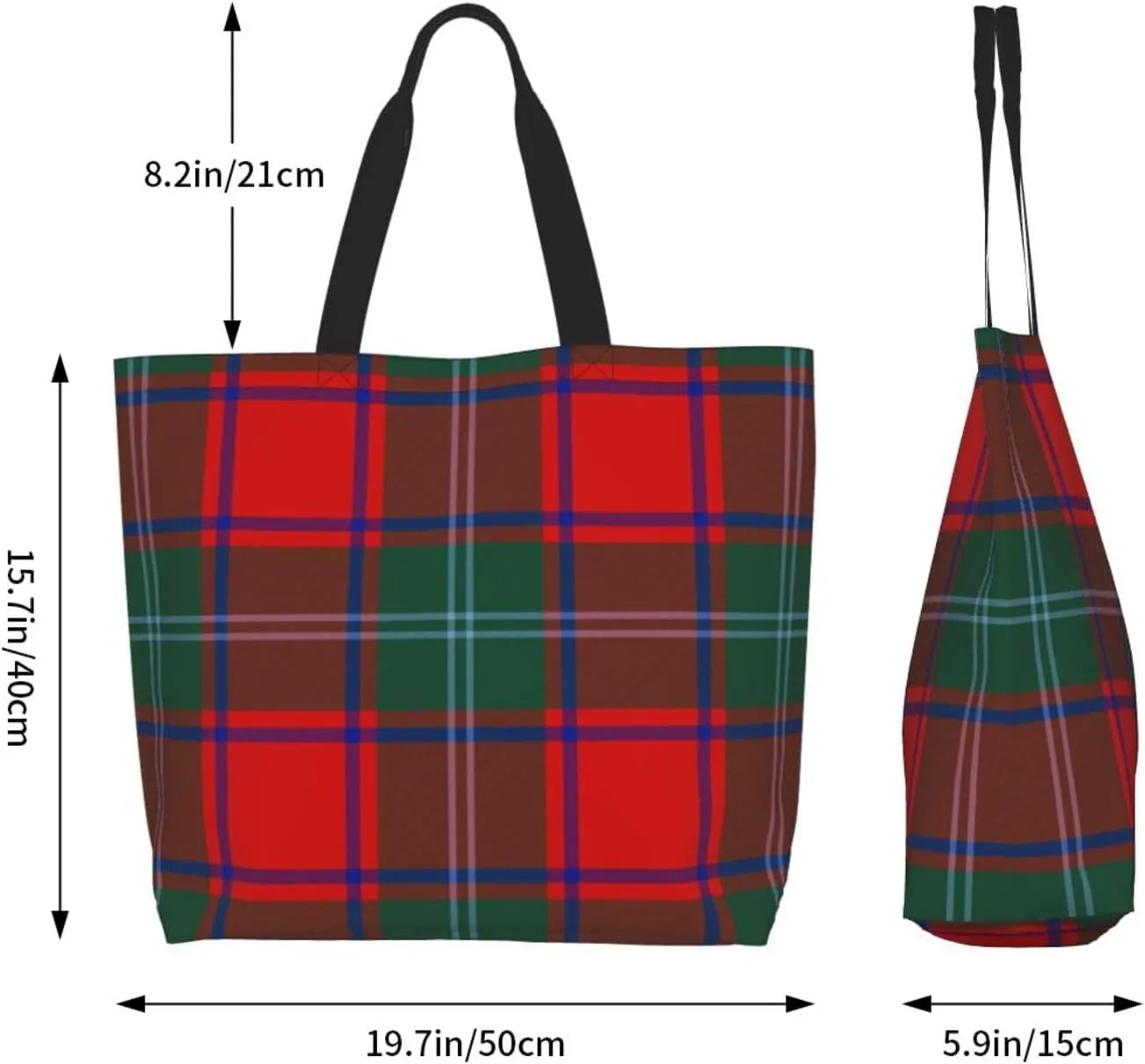 Tartan Tote Bag For Women Weekender Travel Bag Reusable Grocery Bags Large Totes Handbags