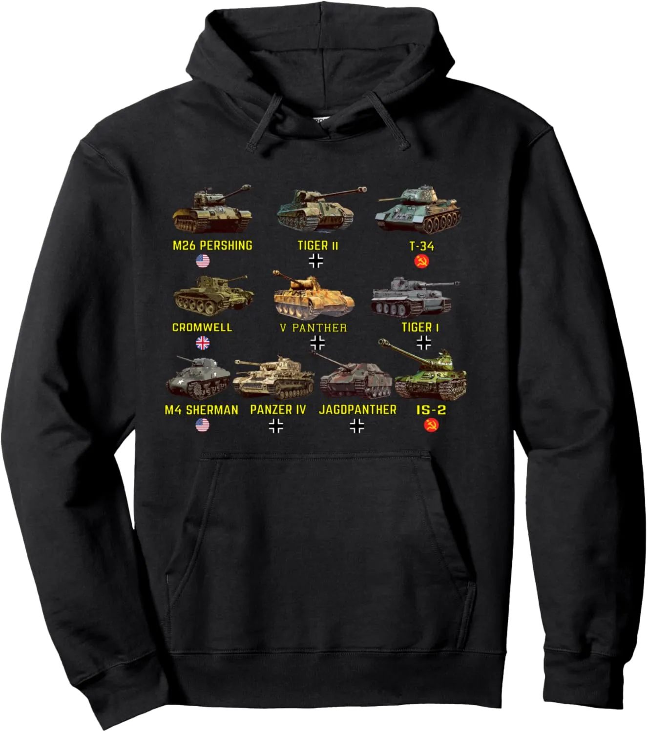 Top Ten Best WW2 Tanks Panzer IV Tiger II T-34 Pullover Hoodie
