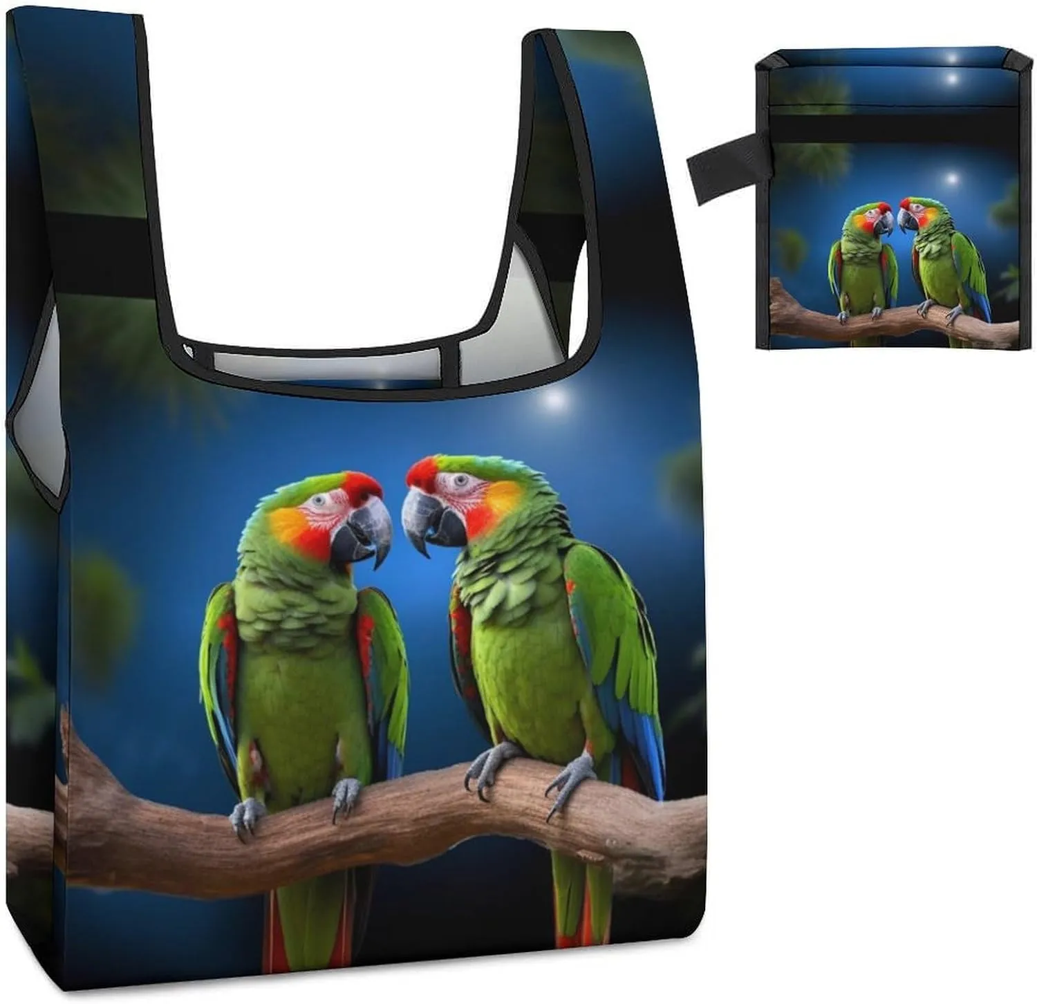 Tote Bag Reusable Grocery Bag Foldable Shopping Bag Parrots Extra Large Shoulder Bag Canvas Tote Bag for Travel Work