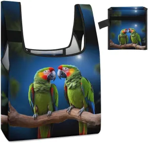 Tote Bag Reusable Grocery Bag Foldable Shopping Bag Parrots Extra Large Shoulder Bag Canvas Tote Bag for Travel Work