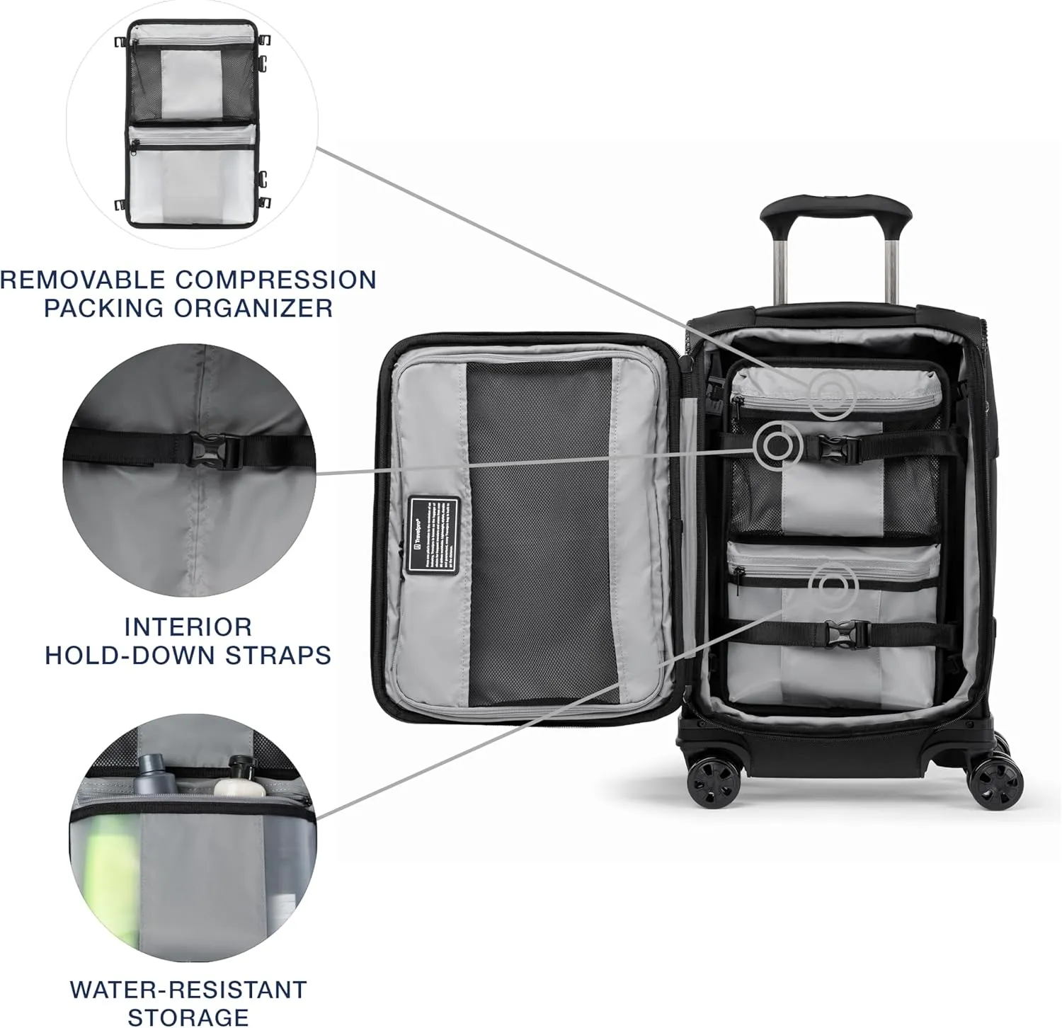 Travelpro Crew Classic Lightweight Softside Expandable Carry on Luggage, 8 Wheel Spinner Suitcase, Men and Women, Compact Carry On 20-Inch, Black