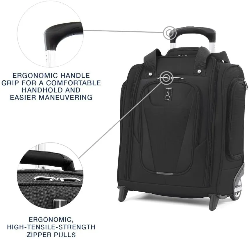 Travelpro Luggage Maxlite 5 Softside Lightweight Rolling Underseat Compact Carry on Upright 2 Wheel Bag, Men and Women, Black, 15-Inch