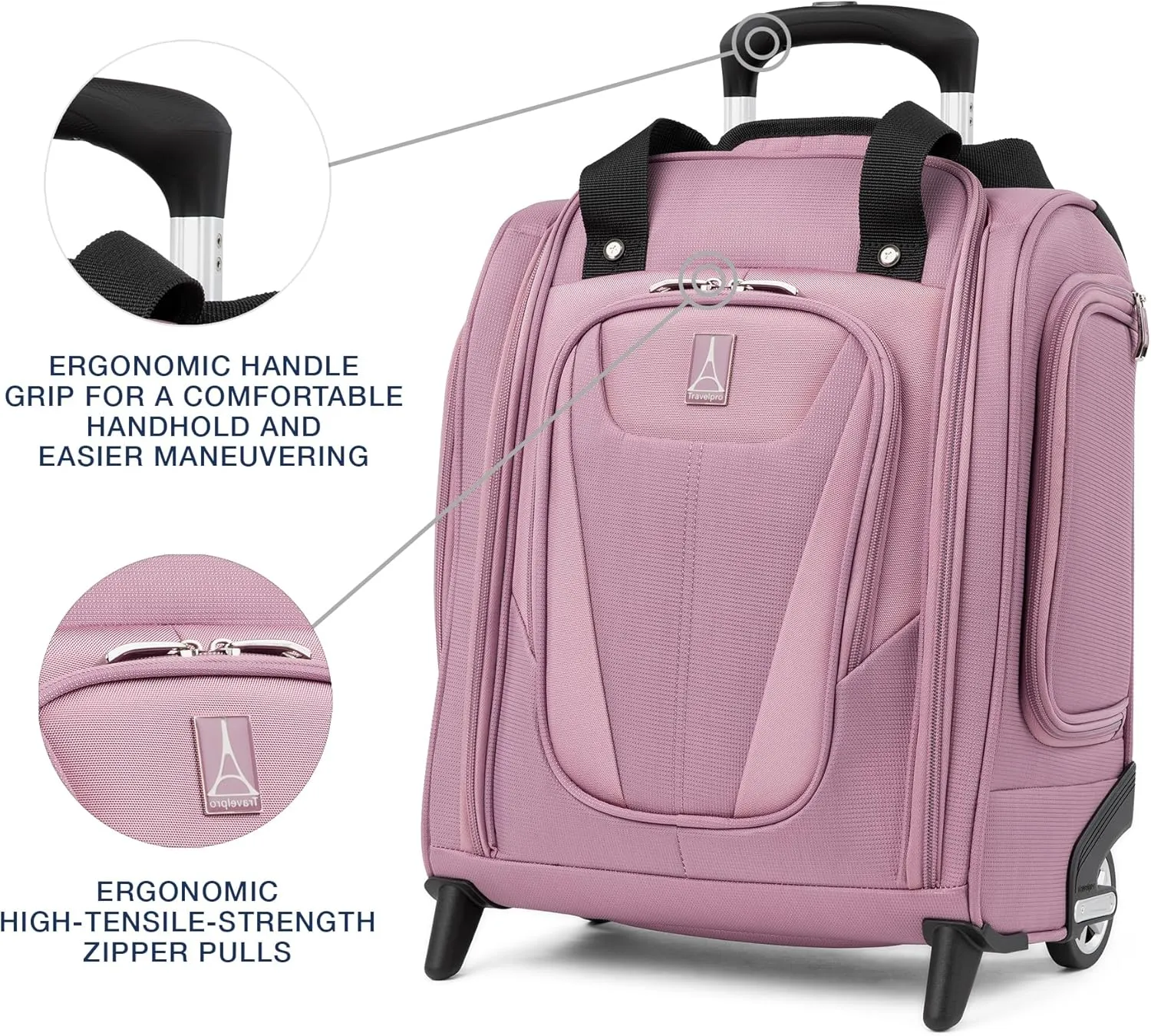 Travelpro Luggage Maxlite 5 Softside Lightweight Rolling Underseat Compact Carry on Upright 2 Wheel Bag, Men and Women, Orchid Pink Purple, 15-Inch
