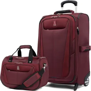 Travelpro Maxlite 5 Softside 2pc Set Expandable Carry On Upright 2 Wheel Luggage/Soft Underseat Tote, Lightweight Suitcase, Men and Women, Burgundy