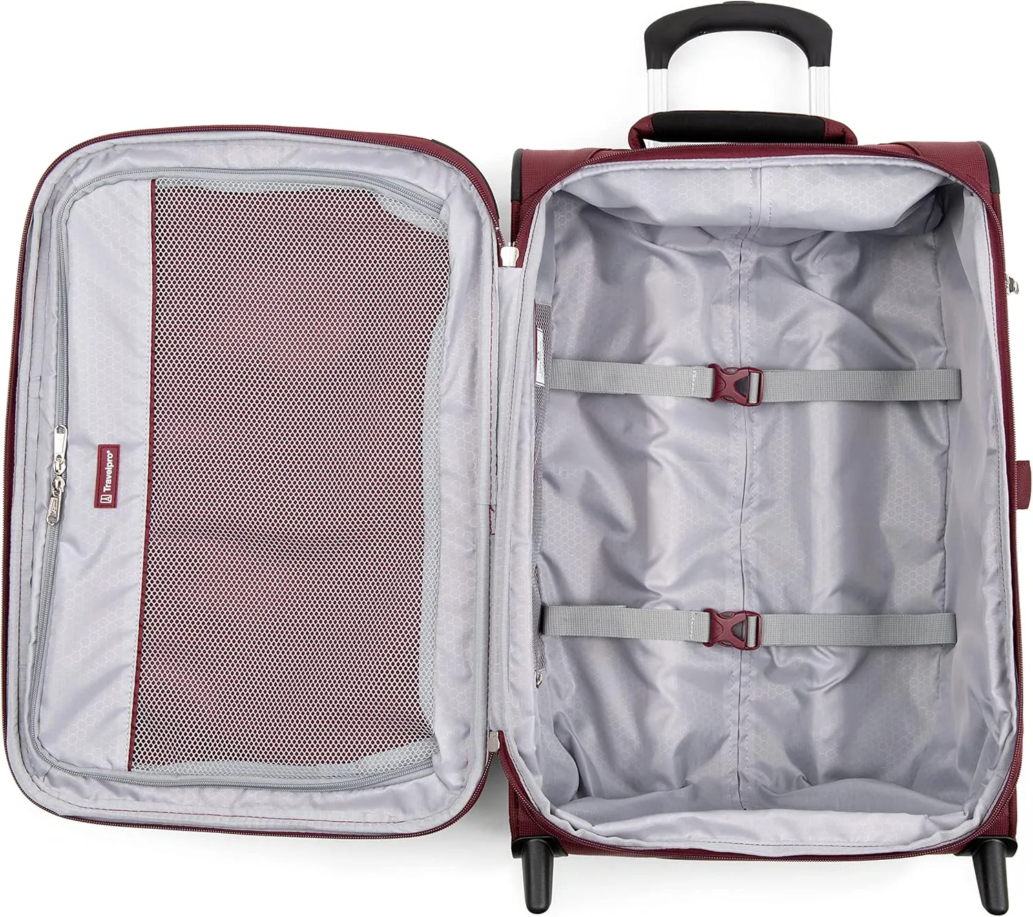 Travelpro Maxlite 5 Softside 2pc Set Expandable Carry On Upright 2 Wheel Luggage/Soft Underseat Tote, Lightweight Suitcase, Men and Women, Burgundy