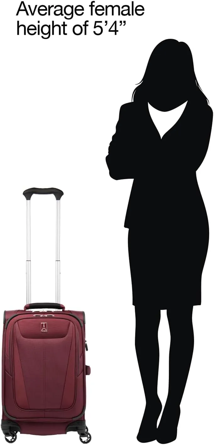 Travelpro Maxlite 5 Softside Expandable Carry on Luggage with 4 Spinner Wheels, Lightweight Suitcase, Men and Women, Burgundy, Compact Carry on 20-Inch