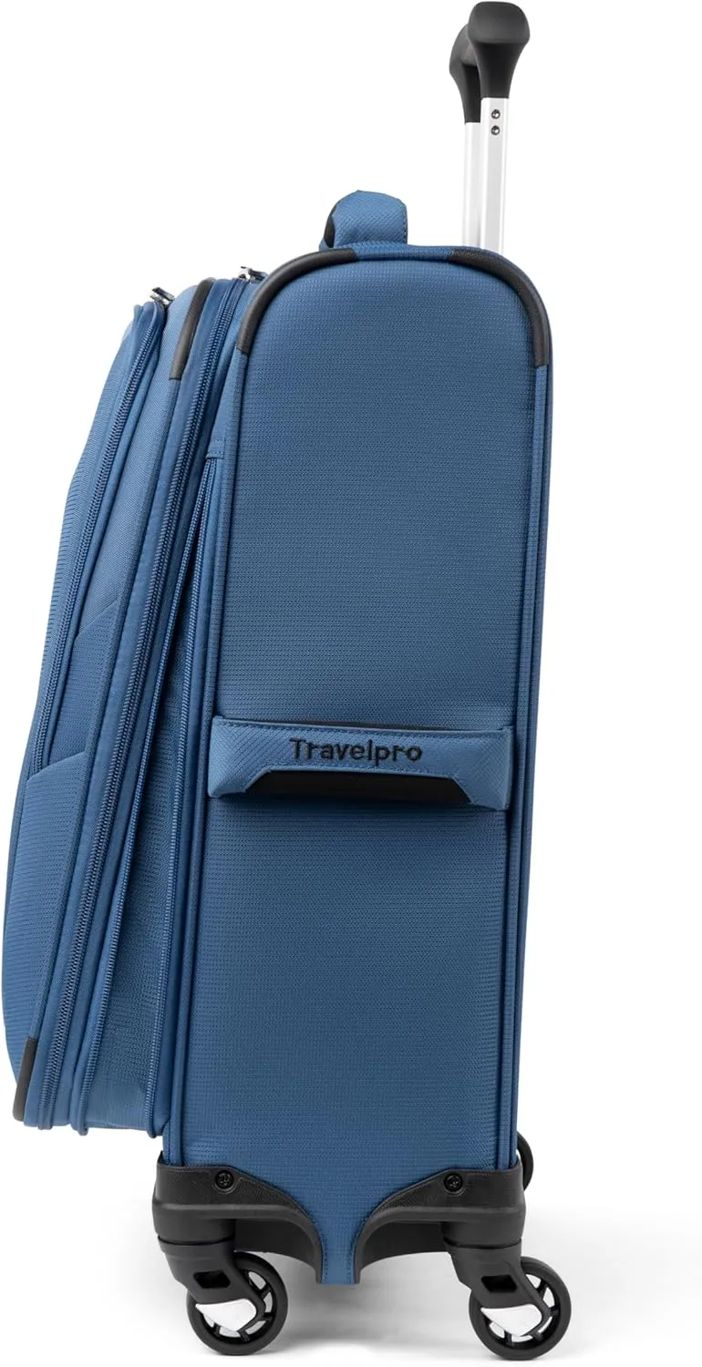 Travelpro Maxlite 5 Softside Expandable Carry on Luggage with 4 Spinner Wheels, Lightweight Suitcase, Men and Women, Ensign Blue, Compact Carry-on 20-Inch