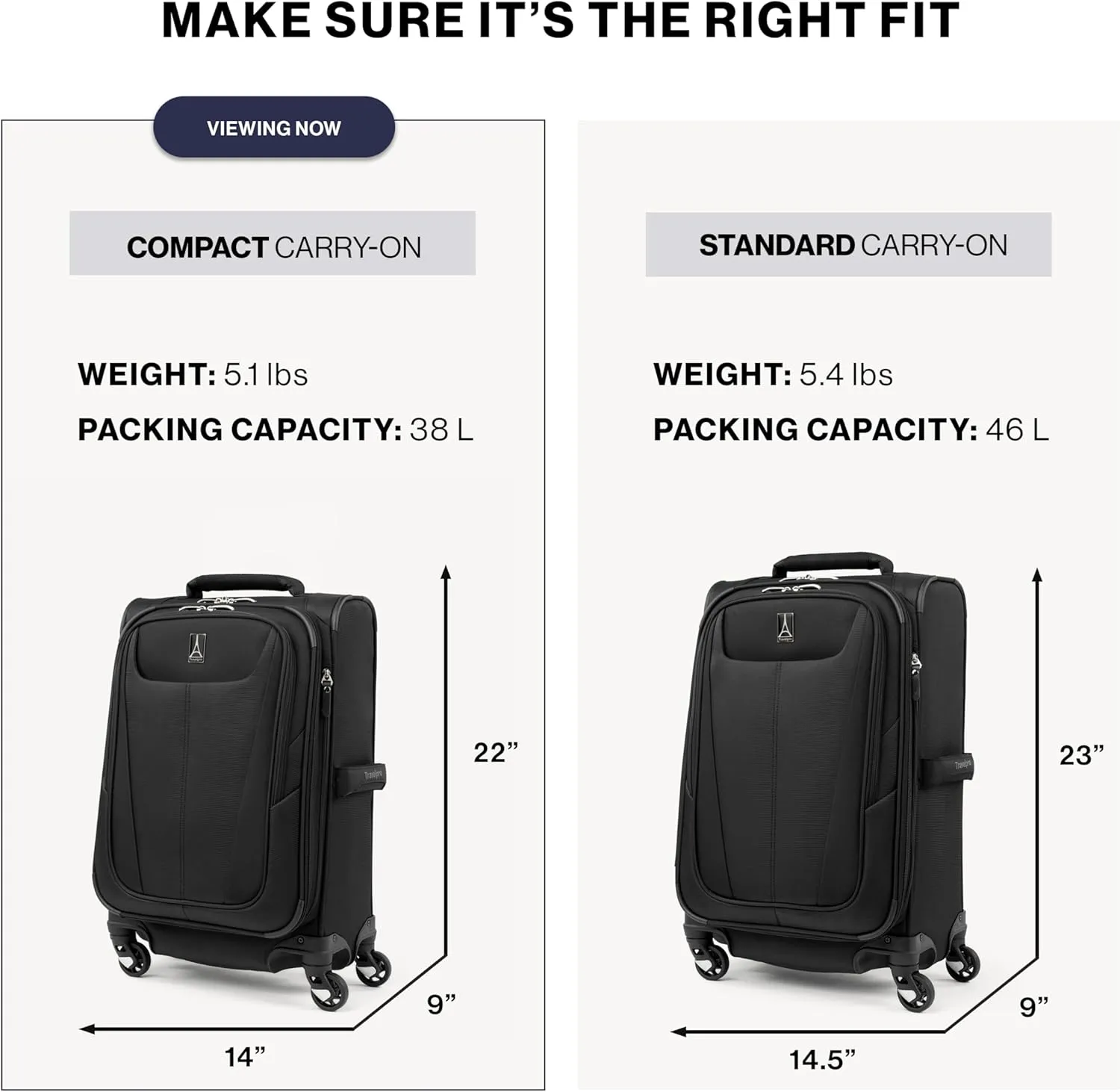 Travelpro Maxlite 5 Softside Expandable Luggage with 4 Spinner Wheels, Lightweight Suitcase, Men and Women, Black, Compact Carry-on 20-Inch